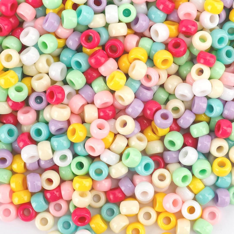 anpiwshjo Pony Beads Bulk 1100 Pcs, Beads for Jewelry Making, Bead for Bracelets Making Hair Bead for Bracelet Plastic (Marcaron) - Image 1